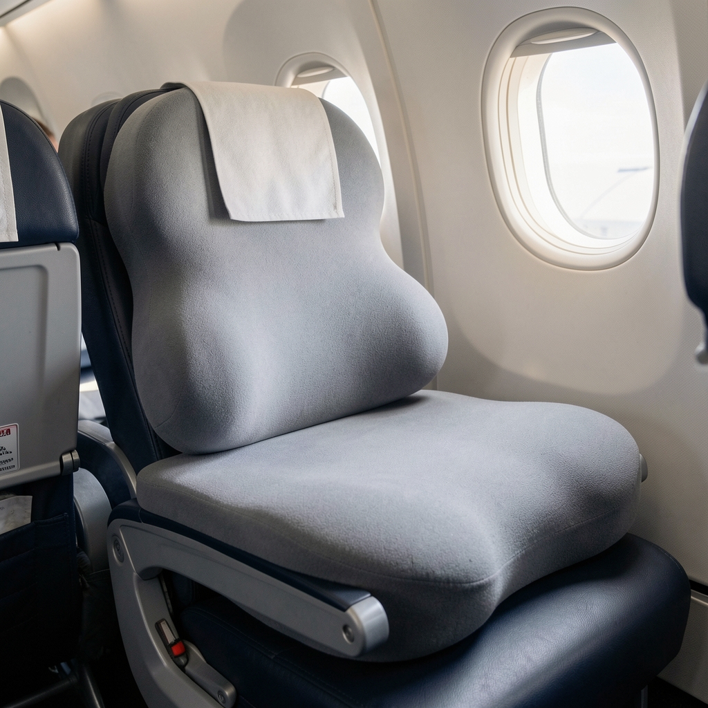 Memory foam jastuk za putovanje u obliku potkove u sivoj boji za udobno sedenje u avionu
