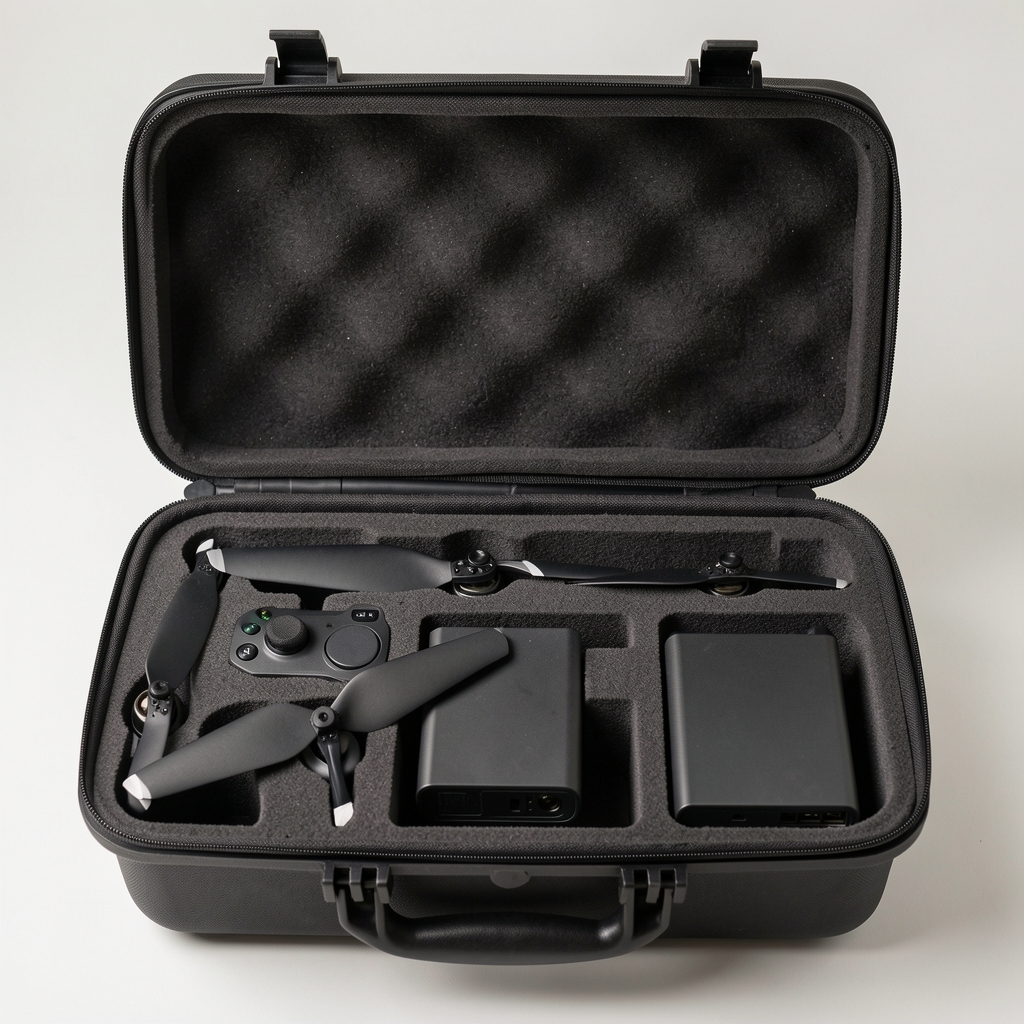 Tvrda crna futrola za DJI drone sa prilagođenim unutrašnjim prostorima od sunđera za dron propelere kontroler i baterije