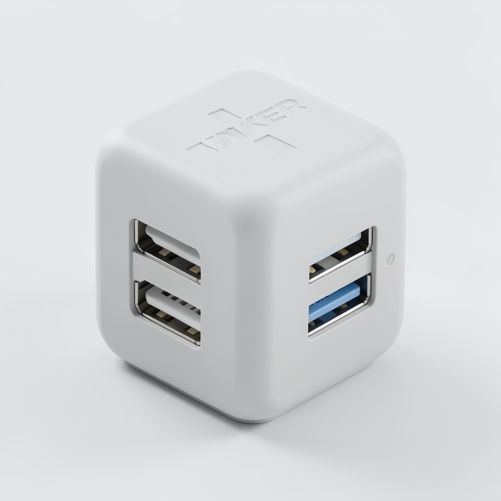 Anker kompaktni univerzalni putni adapter bele boje sa dva USB porta i sklopivim utikačima za sve regije