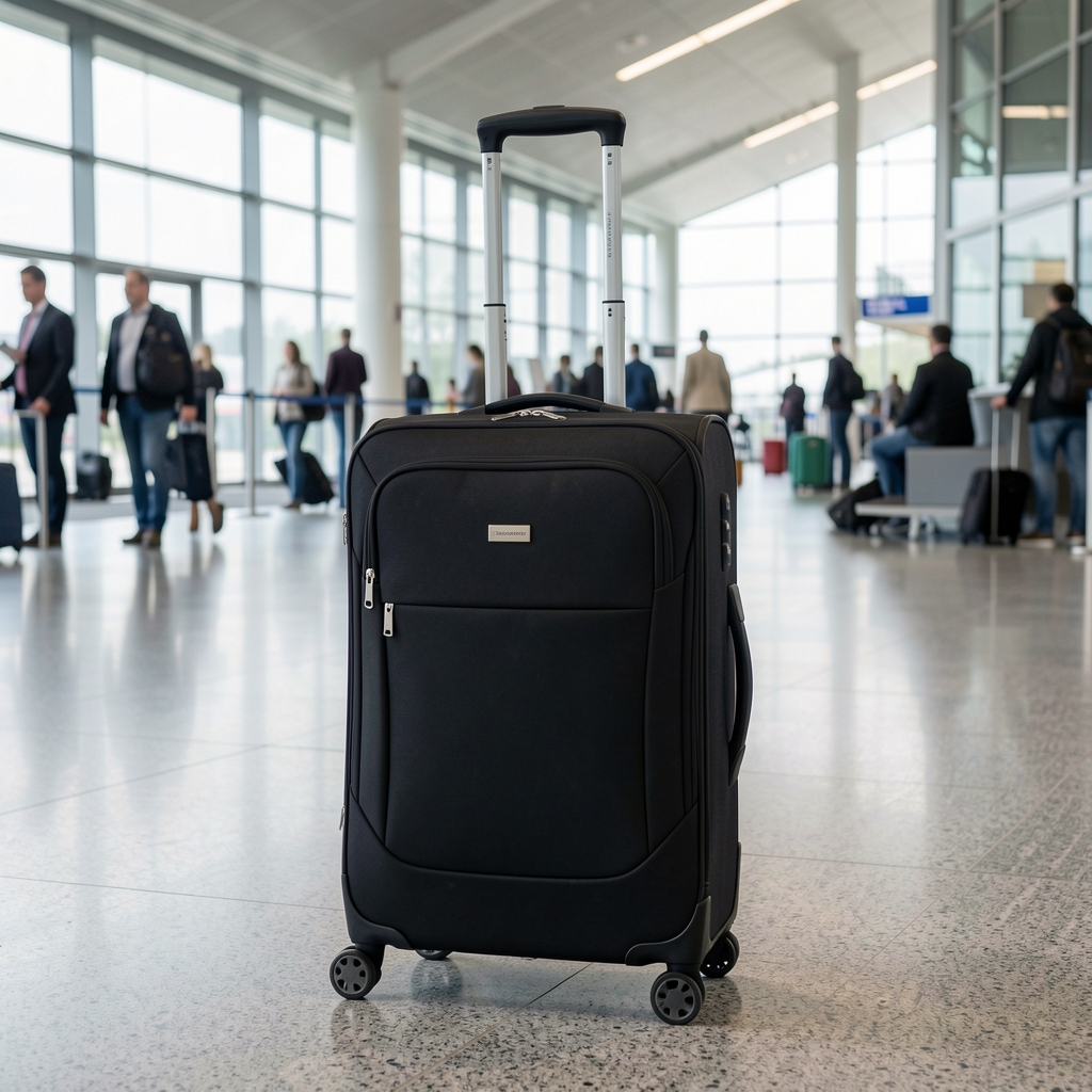 Samsonite kabinska torba za ručni prtljag crne boje sa točkićima i teleskopskom ručkom za vučenje po aerodromu